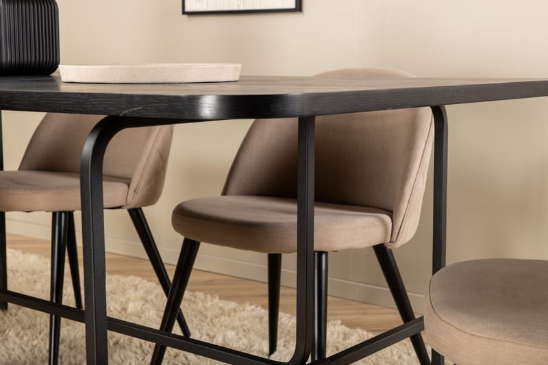 Uno Spisegruppe 200 cm Rektangulær med 6 Velvet Stoler - Beige - Møbler - Bord - Spisegruppe