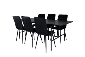 Uno Spisegruppe 200 cm Rektangulær med 6 Windu Lyx Stoler - Sort - Møbler - Bord - Spisegruppe
