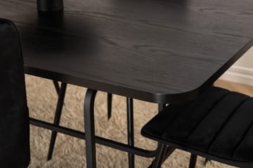 Uno Spisegruppe 200 cm Rektangulær med 6 Windu Lyx Stoler - Sort - Møbler - Bord - Spisegruppe
