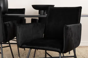 Unos Spisegruppe 200 cm Rektangulær med 4 Petra Stoler - Sort - Møbler - Bord - Spisegruppe