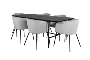 Unos Spisegruppe 200 cm Rektangulær med 6 Berit Stoler