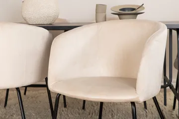 Unos Spisegruppe 200 cm Rektangulær med 6 Berit Stoler - Beige - Møbler - Bord - Spisegruppe