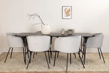 Unos Spisegruppe 200 cm Rektangulær med 6 Berit Stoler - Sort - Møbler - Bord - Spisegruppe