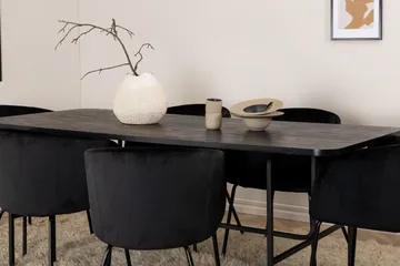 Unos Spisegruppe 200 cm Rektangulær med 6 Berit Stoler - Sort - Møbler - Bord - Spisegruppe