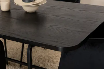 Unos Spisegruppe 200 cm Rektangulær med 6 Berit Stoler - Sort - Møbler - Bord - Spisegruppe
