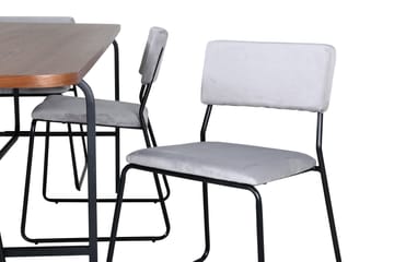 Unos Spisegruppe 200 cm Rektangulær med 6 Kenth Stoler - Sort - Møbler - Bord - Spisegruppe