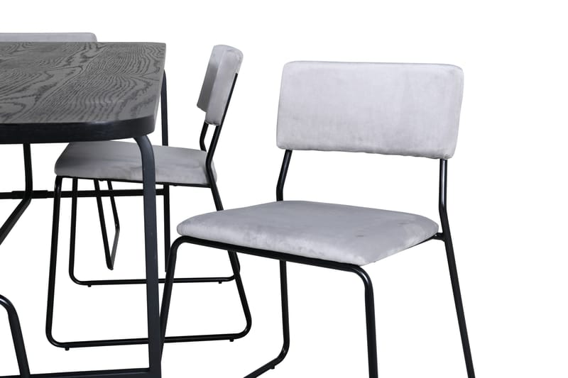 Unos Spisegruppe 200 cm Rektangulær med 6 Kenth Stoler - Sort - Møbler - Bord - Spisegruppe