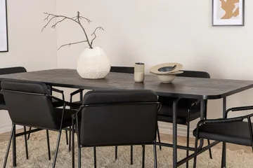 Unos Spisegruppe 200 cm Rektangulær med 6 Tvist Stoler - Sort - Møbler - Bord - Spisegruppe