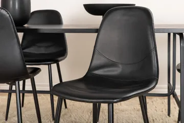 Unos Spisegruppe 200 cm Rektangulær med 6 Polar Stoler - Sort - Møbler - Bord - Spisegruppe