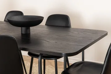 Unos Spisegruppe 200 cm Rektangulær med 6 Polar Stoler - Sort - Møbler - Bord - Spisegruppe