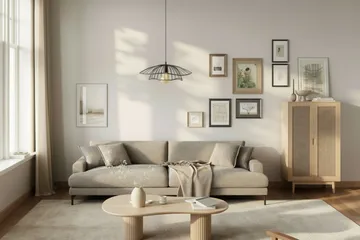 Uppveda Asymmetrisk Sofabord 130x70 cm med Travertinutseende - Beige - Møbler - Bord - Sofabord & salongbord