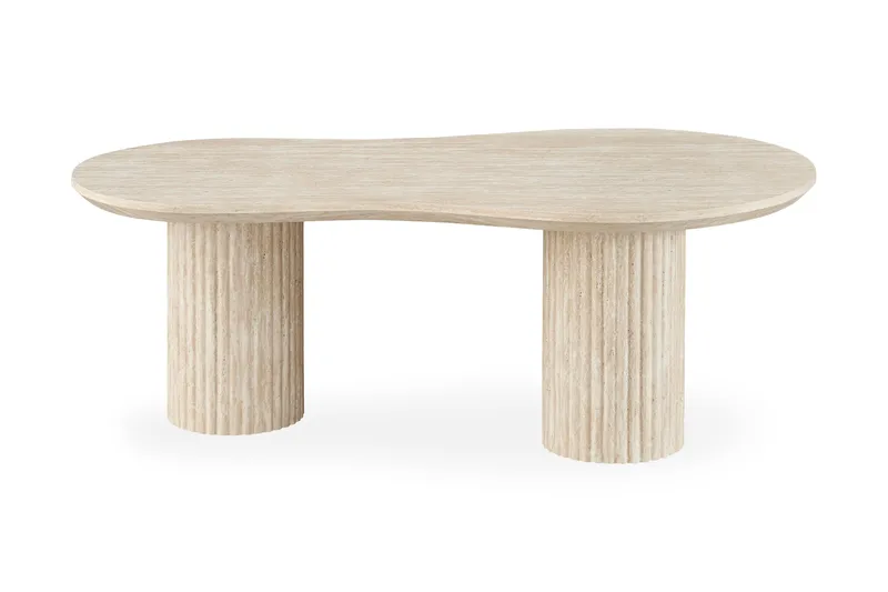 Uppveda Asymmetrisk Sofabord 130x70 cm med Travertinutseende, Beige