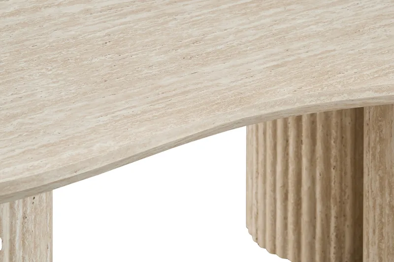 Uppveda Asymmetrisk Sofabord 130x70 cm med Travertinutseende - Beige - Møbler - Bord - Sofabord & salongbord