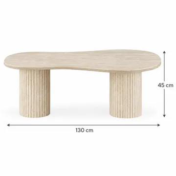 Uppveda Asymmetrisk Sofabord 130x70 cm med Travertinutseende - Beige - Møbler - Bord - Sofabord & salongbord