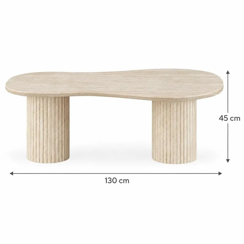 Uppveda Asymmetrisk Sofabord 130x70 cm med Travertinutseende - Beige - Møbler - Bord - Sofabord & salongbord