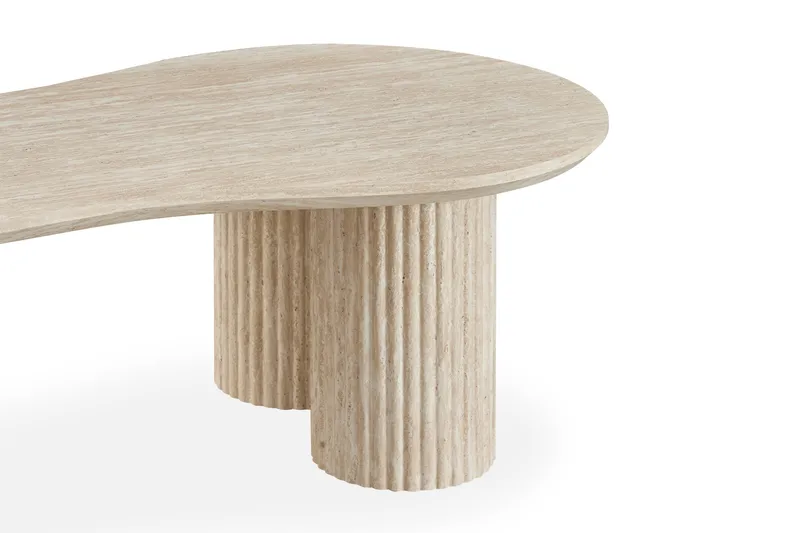 Uppveda Asymmetrisk Sofabord 130x70 cm med Travertinutseende - Beige - Møbler - Bord - Sofabord & salongbord