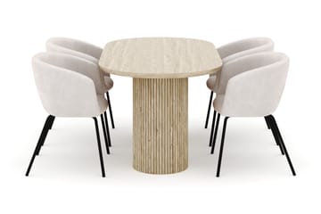 Uppveda Ovalt Spisebord 180x90 cm med 4 Berit Stoler - Beige - Møbler - Bord - Spisegruppe