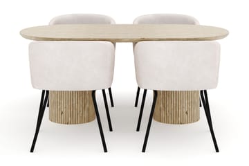Uppveda Ovalt Spisebord 180x90 cm med 4 Berit Stoler - Beige - Møbler - Bord - Spisegruppe
