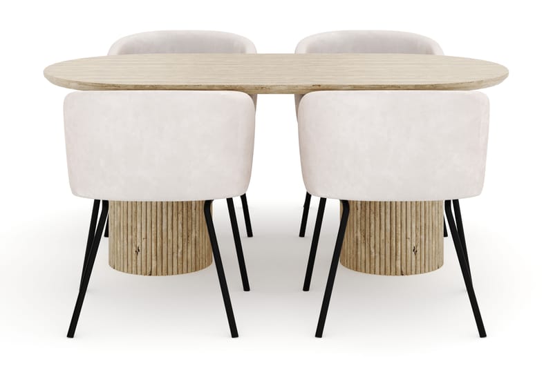 Uppveda Ovalt Spisebord 180x90 cm med 4 Berit Stoler - Beige - Møbler - Bord - Spisegruppe