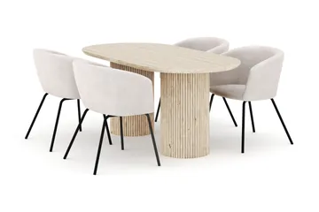 Uppveda Ovalt Spisebord 180x90 cm med 4 Berit Stoler - Beige - Møbler - Bord - Spisegruppe