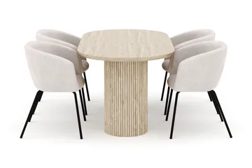 Uppveda Ovalt Spisebord 180x90 cm med 4 Berit Stoler - Beige - Møbler - Bord - Spisegruppe