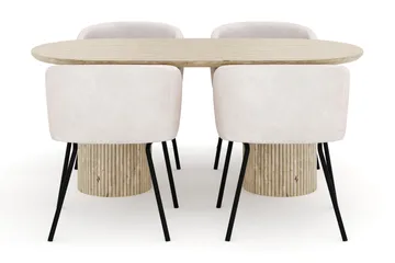Uppveda Ovalt Spisebord 180x90 cm med 4 Berit Stoler - Beige - Møbler - Bord - Spisegruppe