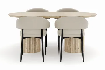 Uppveda Ovalt Spisebord 180x90 cm med 4 Sawako Stoler - Beige - Møbler - Bord - Spisegruppe