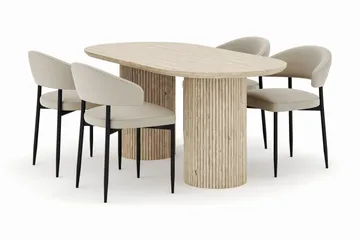 Uppveda Ovalt Spisebord 180x90 cm med 4 Sawako Stoler - Beige - Møbler - Bord - Spisegruppe