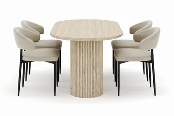 Uppveda Ovalt Spisebord 180x90 cm med 4 Sawako Stoler - Beige - Møbler - Bord - Spisegruppe