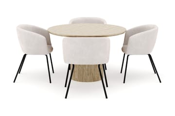 Uppveda Rundt Spisebord 120 cm med 4 Berit Stoler - Beige - Møbler - Bord - Spisegruppe