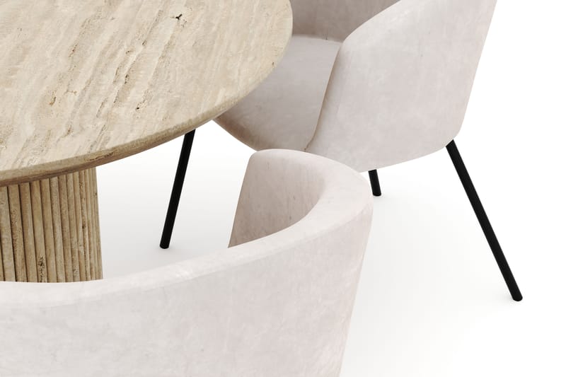 Uppveda Rundt Spisebord 120 cm med 4 Berit Stoler - Beige - Møbler - Bord - Spisegruppe