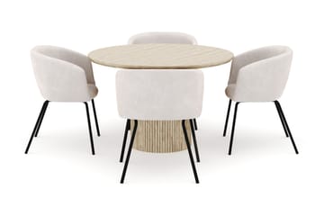 Uppveda Rundt Spisebord 120 cm med 4 Berit Stoler - Beige - Møbler - Bord - Spisegruppe