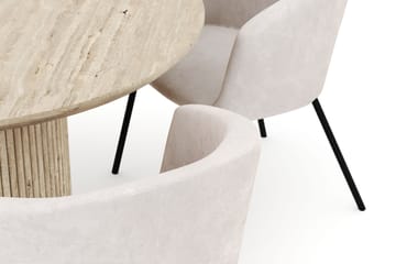 Uppveda Rundt Spisebord 120 cm med 4 Berit Stoler - Beige - Møbler - Bord - Spisegruppe