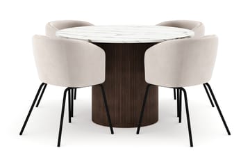 Uppveda Rundt Spisebord 120 cm med 4 Berit Stoler - Brun - Møbler - Bord - Spisegruppe