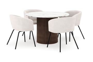 Uppveda Rundt Spisebord 120 cm med 4 Berit Stoler - Brun - Møbler - Bord - Spisegruppe