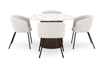 Uppveda Rundt Spisebord 120 cm med 4 Berit Stoler - Brun - Møbler - Bord - Spisegruppe