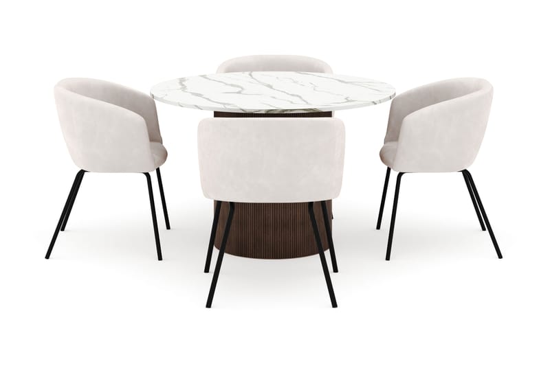 Uppveda Rundt Spisebord 120 cm med 4 Berit Stoler - Brun - Møbler - Bord - Spisegruppe