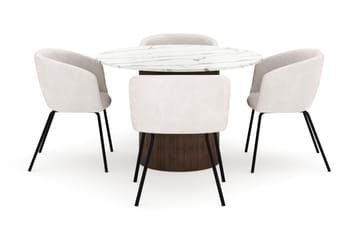 Uppveda Rundt Spisebord 120 cm med 4 Berit Stoler - Brun - Møbler - Bord - Spisegruppe