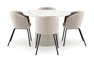 Uppveda Rundt Spisebord 120 cm med 4 Berit Stoler