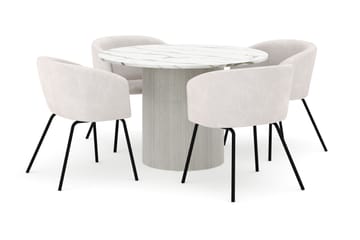 Uppveda Rundt Spisebord 120 cm med 4 Berit Stoler