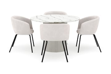 Uppveda Rundt Spisebord 120 cm med 4 Berit Stoler - Hvit - Møbler - Bord - Spisegruppe