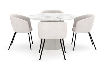 Uppveda Rundt Spisebord 120 cm med 4 Berit Stoler - Hvit - Møbler - Bord - Spisegruppe