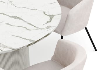 Uppveda Rundt Spisebord 120 cm med 4 Berit Stoler - Hvit - Møbler - Bord - Spisegruppe