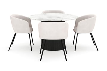Uppveda Rundt Spisebord 120 cm med 4 Berit Stoler - Svart/Hvit - Møbler - Bord - Spisegruppe
