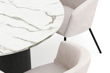 Uppveda Rundt Spisebord 120 cm med 4 Berit Stoler - Svart/Hvit - Møbler - Bord - Spisegruppe