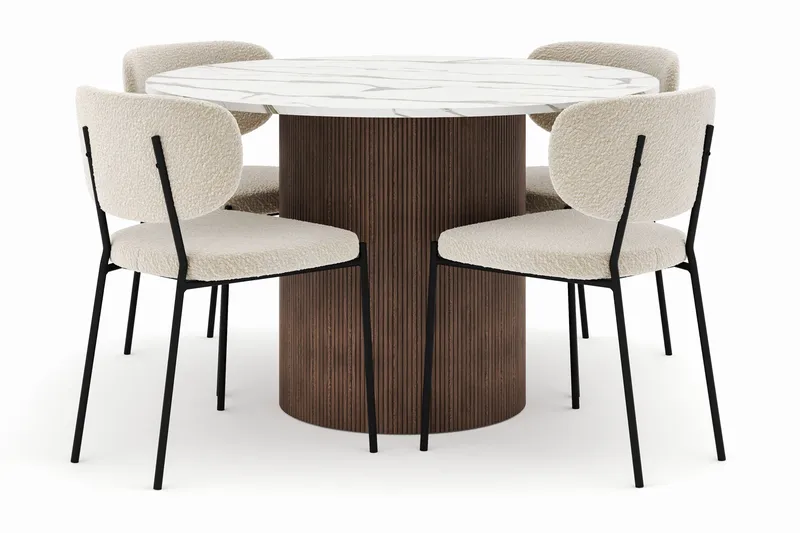 Uppveda Rundt Spisebord 120 cm med 4 Gemmiano Stoler, Brun