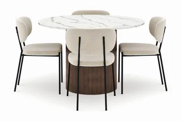 Uppveda Rundt Spisebord 120 cm med 4 Gemmiano Stoler - Brun - Møbler - Bord - Spisegruppe