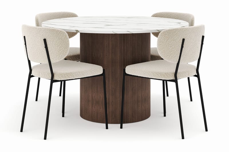 Uppveda Rundt Spisebord 120 cm med 4 Gemmiano Stoler - Brun - Møbler - Bord - Spisegruppe