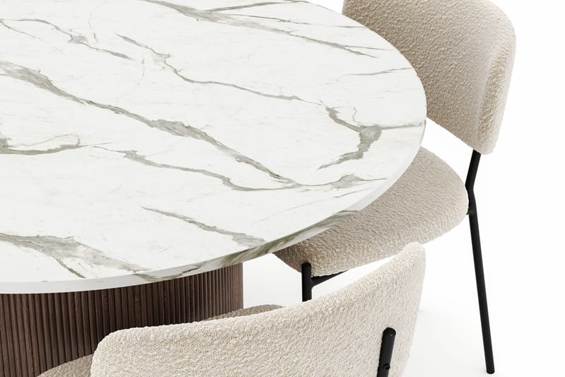 Uppveda Rundt Spisebord 120 cm med 4 Gemmiano Stoler - Brun - Møbler - Bord - Spisegruppe