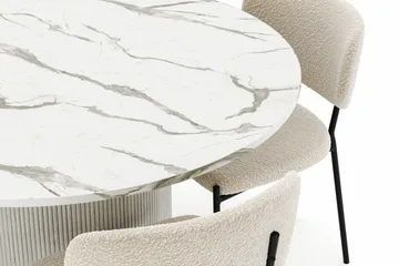 Uppveda Rundt Spisebord 120 cm med 4 Gemmiano Stoler - Hvit - Møbler - Bord - Spisegruppe